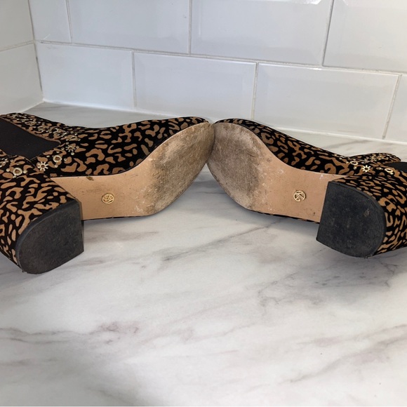 Kurt Geiger Boots UK 5 leopard print block heel ankle high gold tone detail - Picture 7 of 7